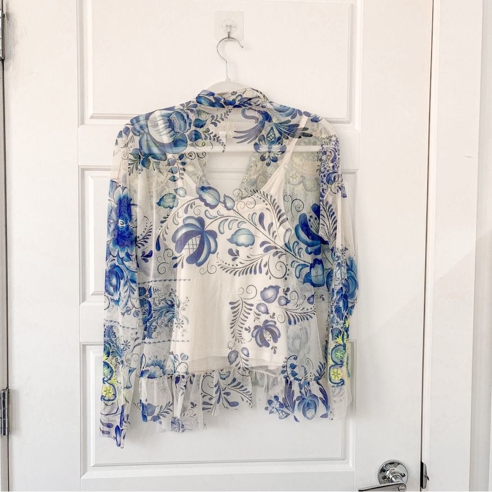 Johnny Was BIYA MAZZY BUTTON DOWN RUFFLE BLOUSE - Picture 8 of 9